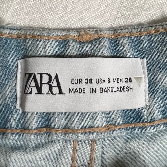 Zara High Rise Cropped Rip Flare Denim Jeans Light Blue - Picture 10 of 12